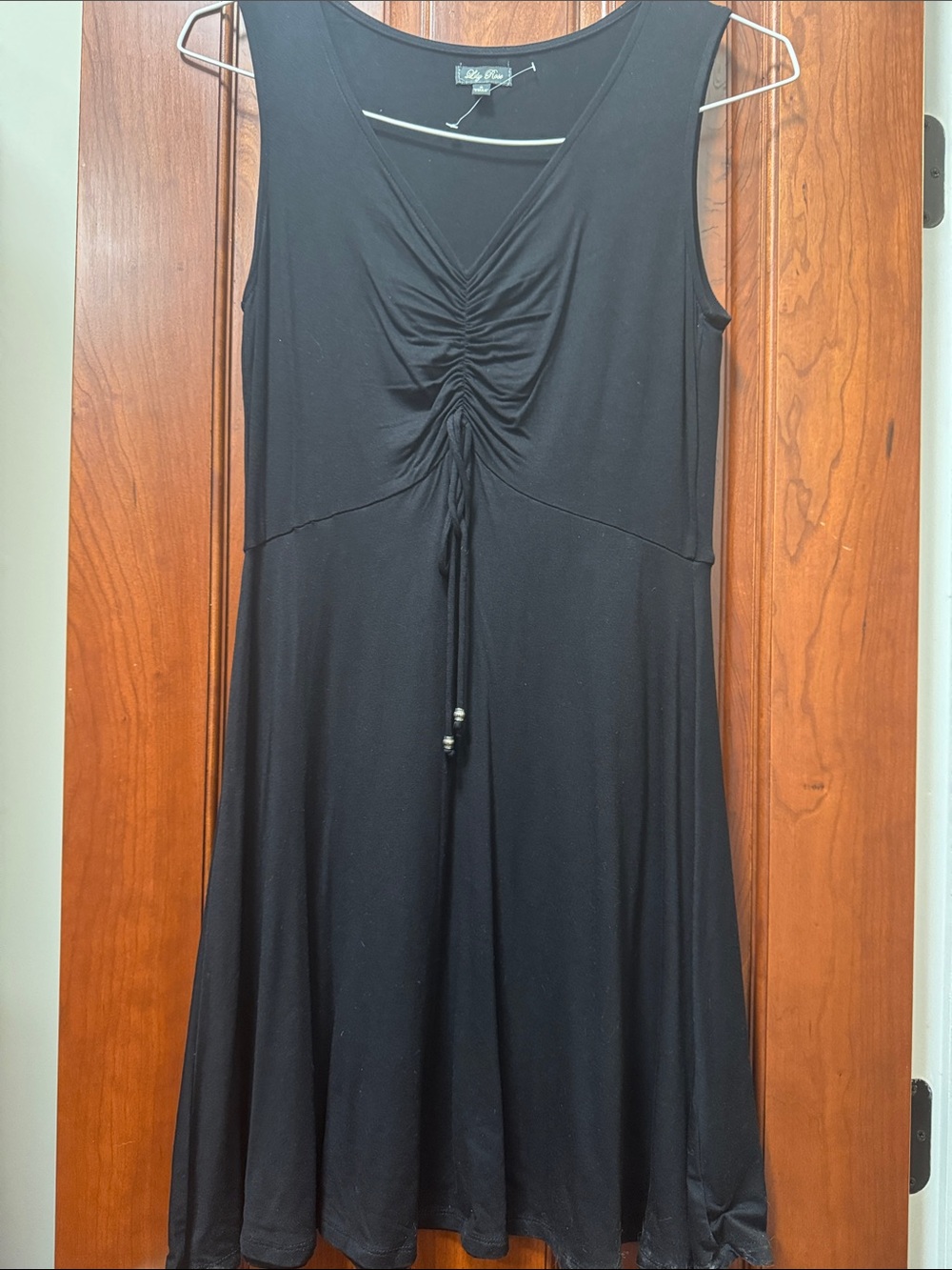 Lily Rose Black Sleeveless V-Neck Drawstring Dress
